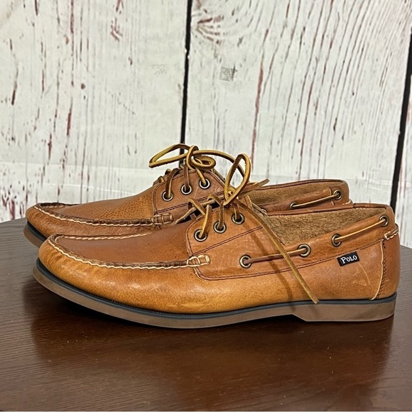 Ralph Lauren Polo Tan Leather Loafers Slip-Ons Vintage 80s 90s in size 9.5 GUC